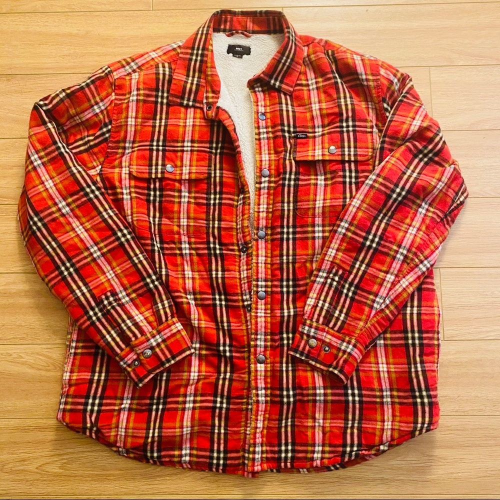 Obey Propaganda Flannel Plaid Sherpa Jacket XL
